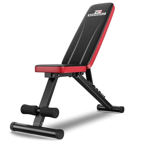 NICEPEOPLE Adjustable Weight Bench 660 lb Capacity 8 Backrest Positions Foldable Strength Training for Home Gym