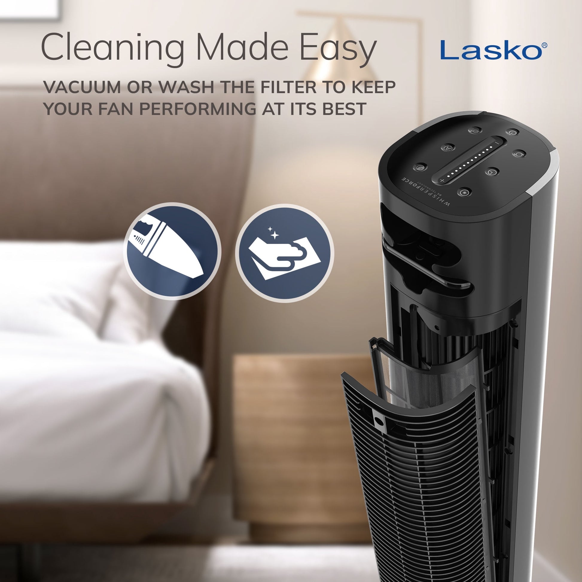 Lasko WhisperForce 40" 12-Speed Oscillating DC Tower Fan with Remote TDC401