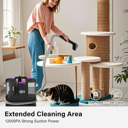 3-in-1 Handheld Carpet & Upholstery Spot Cleaner 450W 1.8 L Clean Water Tank 0.8 gal Dirty Water Tank 7.6 lb Black