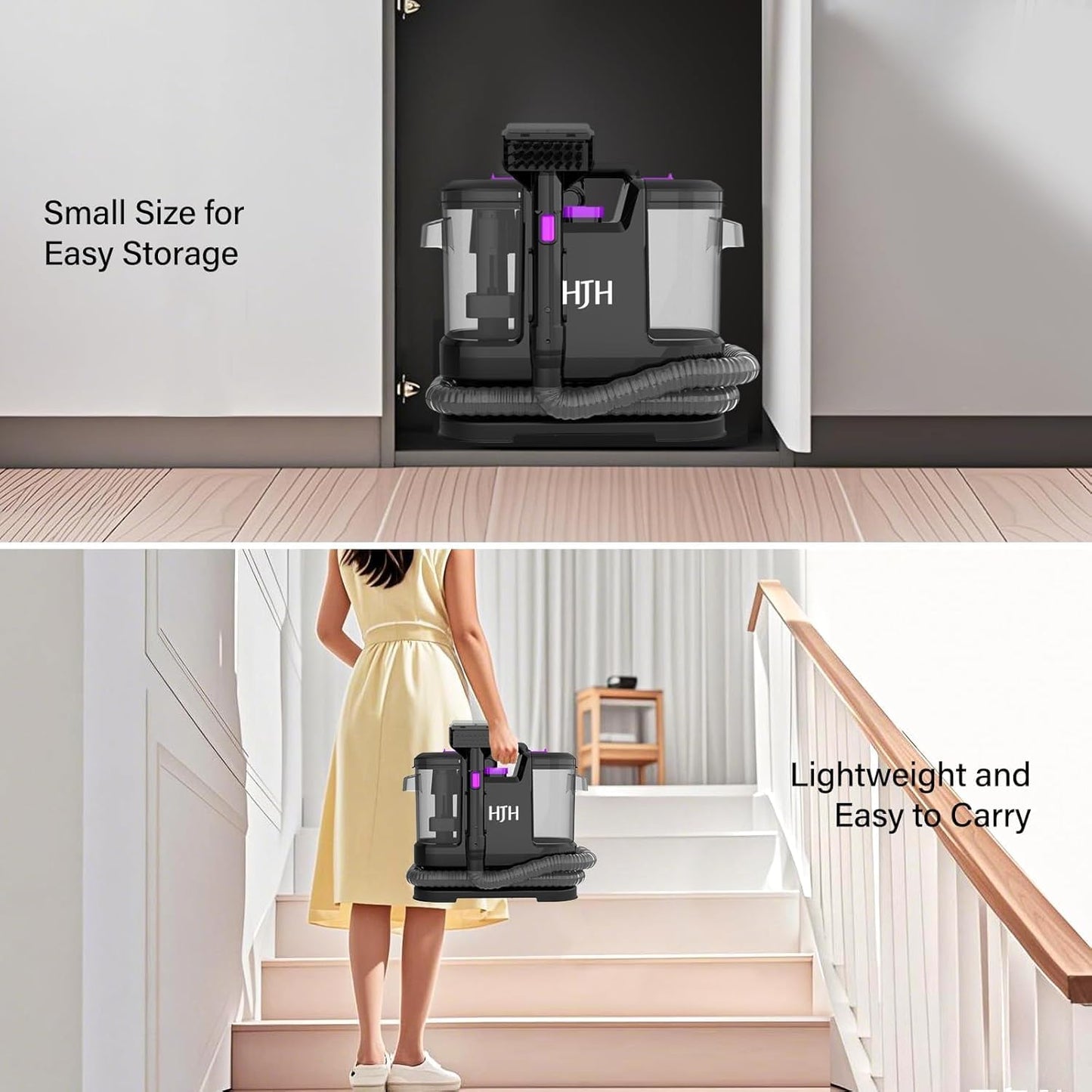 3-in-1 Handheld Carpet & Upholstery Spot Cleaner 450W 1.8 L Clean Water Tank 0.8 gal Dirty Water Tank 7.6 lb Black