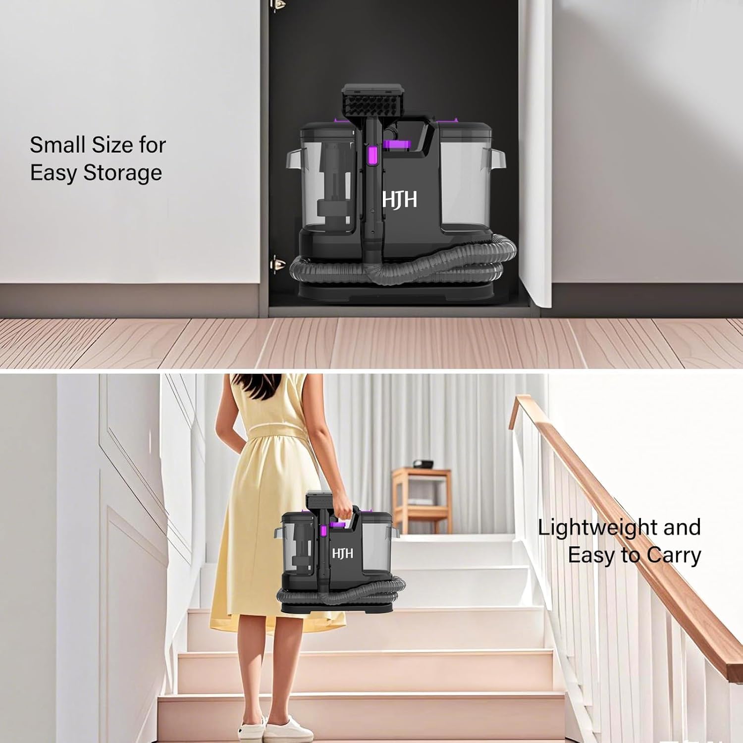 3-in-1 Handheld Carpet & Upholstery Spot Cleaner 450W 1.8 L Clean Water Tank 0.8 gal Dirty Water Tank 7.6 lb Black