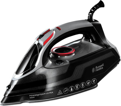 3100W Steam Iron 210 g Steam Boost 350ml Tank Ceramic Soleplate Self-Cleaning Anti-Drip 3.5 lb Black