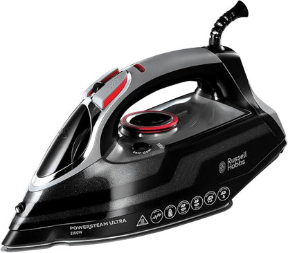 3100W Steam Iron 210 g Steam Boost 350ml Tank Ceramic Soleplate Self-Cleaning Anti-Drip 3.5 lb Black