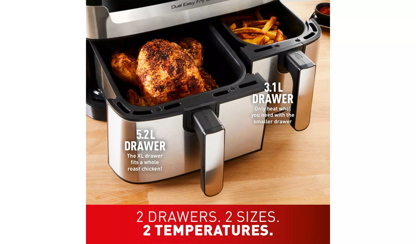 EY905D40 Easy Fry Dual Zone Air Fryer & Grill, 8.3L, Stainless Steel