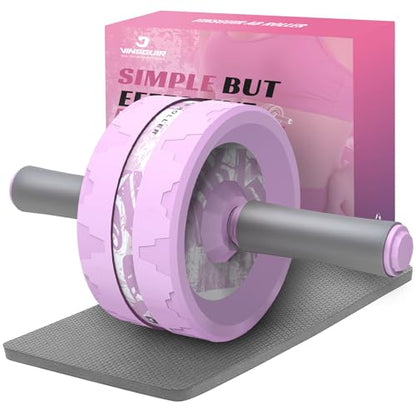 VINSGUIR Ab Roller Wheel Dual-Wide Core Strength Trainer with Knee Pad 440 lb Capacity