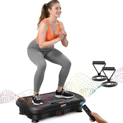 AXV Vibration Plate Exercise Machine 120 Speeds Remote Control Resistance Bands 400 lb Capacity