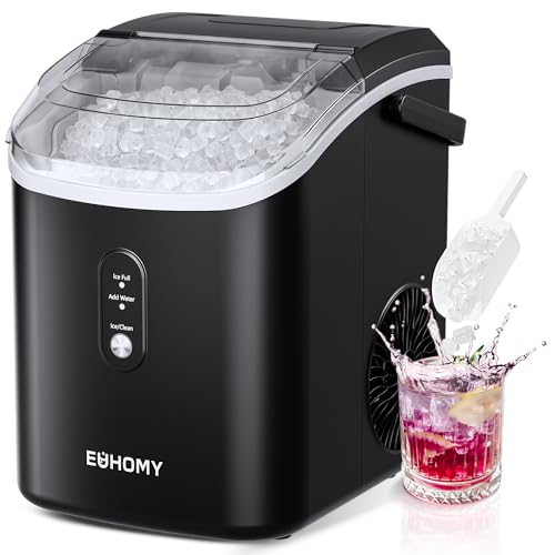 EUHOMY Nugget Ice Maker Countertop Chewable Pellet Ice Self-Cleaning 34 lbs/Day Portable