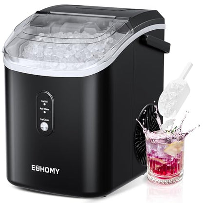 EUHOMY Nugget Ice Maker Countertop Chewable Pellet Ice Self-Cleaning 34 lbs/Day Portable