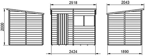 Forest Garden Overlap Dip Treated 8x6 Pent Shed ODP86MHD