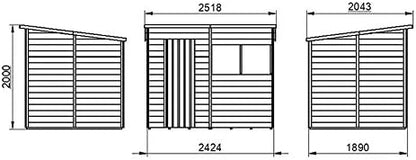 Forest Garden Overlap Dip Treated 8x6 Pent Shed ODP86MHD