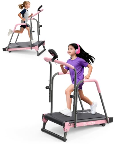 Heypappy Kids Manual Treadmill Adjustable Incline Handlebar Walking Pad 165 lb Capacity