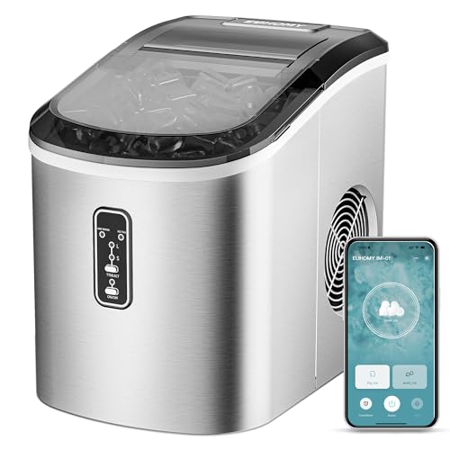 EUHOMY Nugget Ice Maker Countertop Chewable Pellet Ice Self-Cleaning 34 lbs/Day Portable