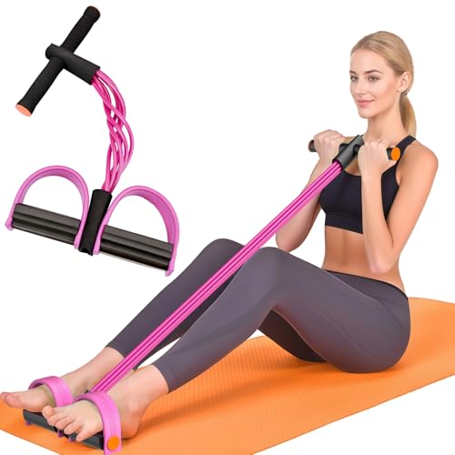 Hacole 6-Tube Pedal Resistance Band with Handles Natural Rubber Full Body Exercise Equipment for Abdomen Waist Arm Leg Pilates
