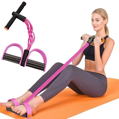 Hacole 6-Tube Pedal Resistance Band with Handles Natural Rubber Full Body Exercise Equipment for Abdomen Waist Arm Leg Pilates