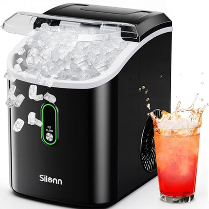 Silonn Nugget Ice Maker Countertop Chewable Pellet Ice Machine Self-Cleaning 36 lbs/Day Portable