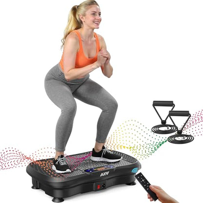 AXV Vibration Plate Exercise Machine 120 Speeds Remote Control Resistance Bands 400 lb Capacity