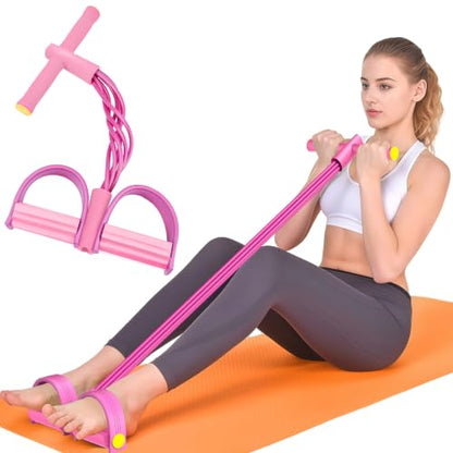 Hacole 6-Tube Pedal Resistance Band with Handles Natural Rubber Full Body Exercise Equipment for Abdomen Waist Arm Leg Pilates