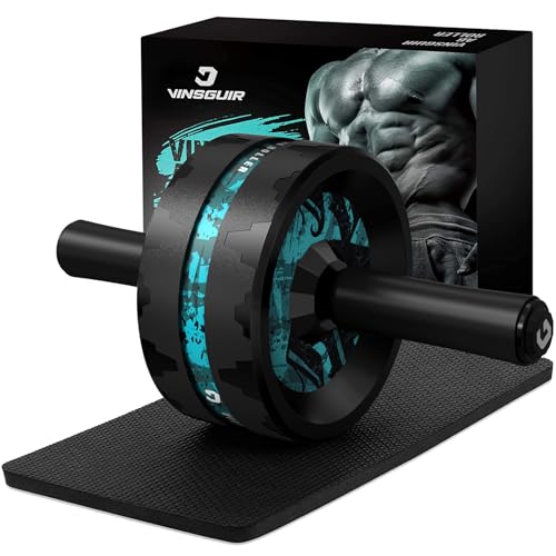 VINSGUIR Ab Roller Wheel Dual-Wide Core Strength Trainer with Knee Pad 440 lb Capacity