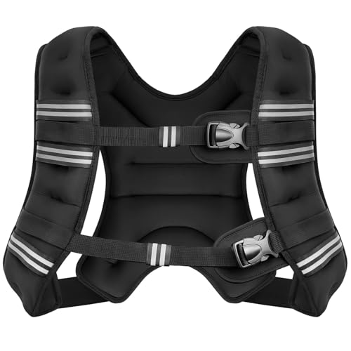 Zeerun Weighted Vest Reflective Stripe Adjustable Buckle Neoprene Rucking for Men Women Walking Running Strength Training
