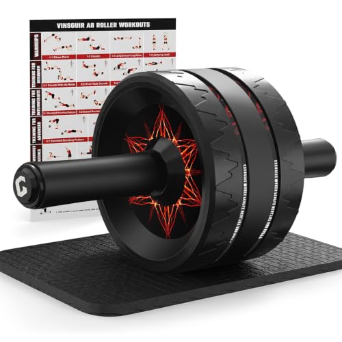 VINSGUIR Ab Roller Wheel Dual-Wide Core Strength Trainer with Knee Pad 440 lb Capacity