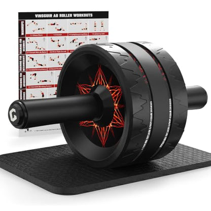 VINSGUIR Ab Roller Wheel Dual-Wide Core Strength Trainer with Knee Pad 440 lb Capacity