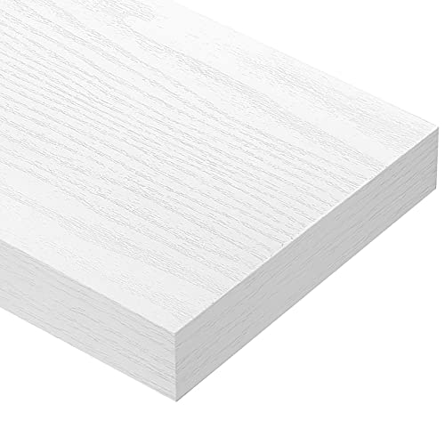 QEEIG Farmhouse Floating Shelves Wall Mounted 15.7 in Set of 2 Engineered Wood Rustic Brown 008-40BN