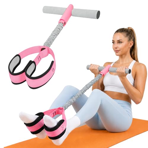 Hacole 6-Tube Pedal Resistance Band with Handles Natural Rubber Full Body Exercise Equipment for Abdomen Waist Arm Leg Pilates