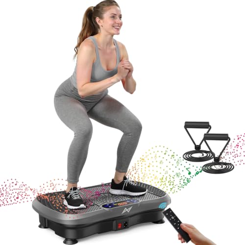 AXV Vibration Plate Exercise Machine 120 Speeds Remote Control Resistance Bands 400 lb Capacity