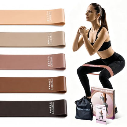 JAKKOFOXX Resistance Loop Exercise Bands Set of 5 with Carry Bag for Home Fitness Stretching Strength Training Physical Therapy