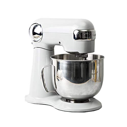 Cuisinart 5.5 Qt Stand Mixer 12-Speed 500W Tilt-Head Stainless Steel Bowl Whisk Dough Hook Paddle Splash Guard Silver Lining SM-50BC