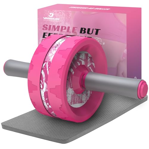 VINSGUIR Ab Roller Wheel Dual-Wide Core Strength Trainer with Knee Pad 440 lb Capacity