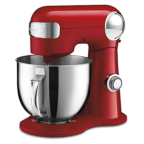 Cuisinart 5.5 Qt Stand Mixer 12-Speed 500W Tilt-Head Stainless Steel Bowl Whisk Dough Hook Paddle Splash Guard Silver Lining SM-50BC