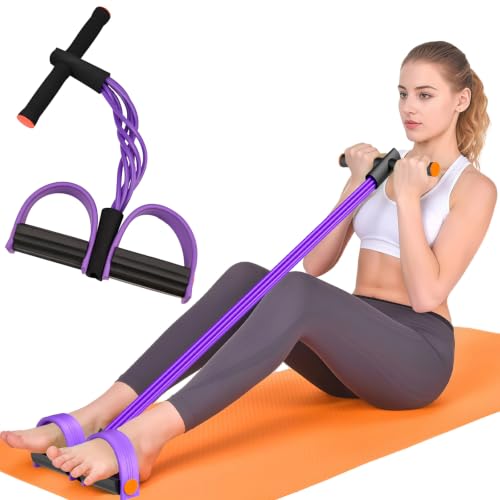Hacole 6-Tube Pedal Resistance Band with Handles Natural Rubber Full Body Exercise Equipment for Abdomen Waist Arm Leg Pilates
