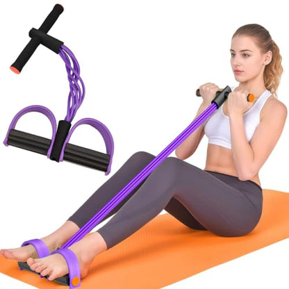 Hacole 6-Tube Pedal Resistance Band with Handles Natural Rubber Full Body Exercise Equipment for Abdomen Waist Arm Leg Pilates