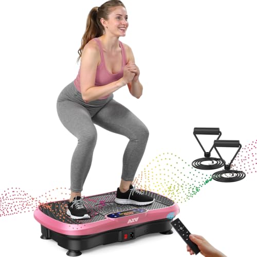 AXV Vibration Plate Exercise Machine 120 Speeds Remote Control Resistance Bands 400 lb Capacity