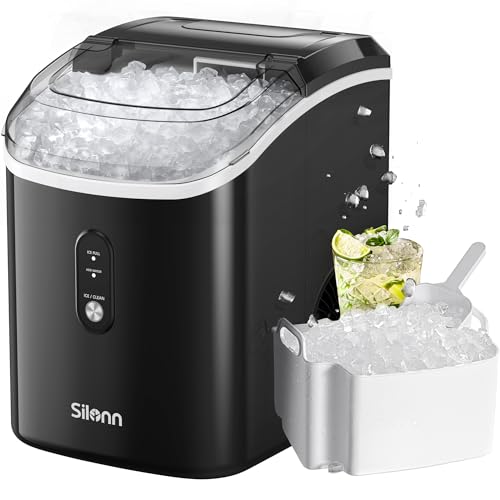 Silonn Nugget Ice Maker Countertop Chewable Pellet Ice Machine Self-Cleaning 36 lbs/Day Portable