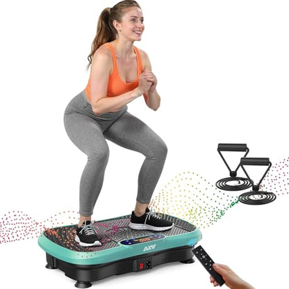 AXV Vibration Plate Exercise Machine 120 Speeds Remote Control Resistance Bands 400 lb Capacity