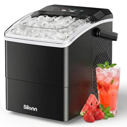 Silonn Nugget Ice Maker Countertop Chewable Pellet Ice Machine Self-Cleaning 36 lbs/Day Portable