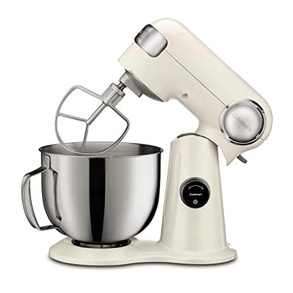 Cuisinart 5.5 Qt Stand Mixer 12-Speed 500W Tilt-Head Stainless Steel Bowl Whisk Dough Hook Paddle Splash Guard Silver Lining SM-50BC