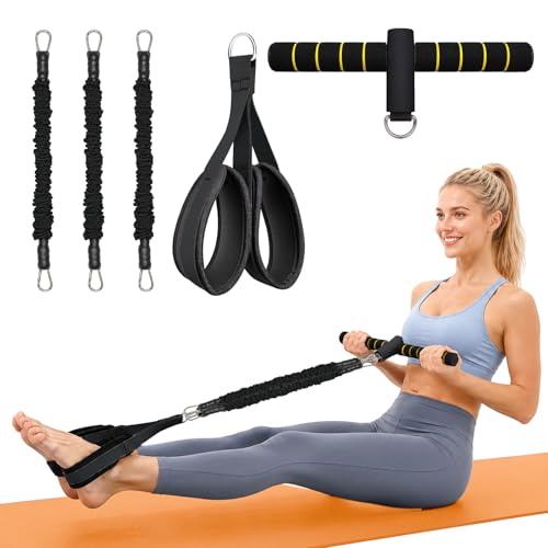 Hacole 6-Tube Pedal Resistance Band with Handles Natural Rubber Full Body Exercise Equipment for Abdomen Waist Arm Leg Pilates