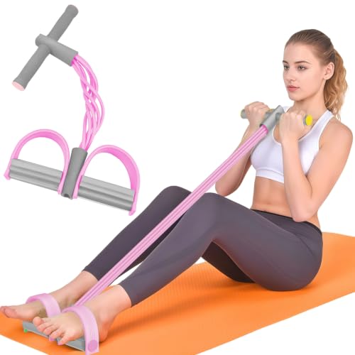 Hacole 6-Tube Pedal Resistance Band with Handles Natural Rubber Full Body Exercise Equipment for Abdomen Waist Arm Leg Pilates