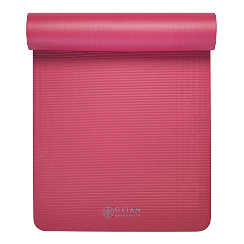 Gaiam Thick Yoga Mat Extra Cushioned NBR Foam Non-Slip Exercise Fitness Mat with Carrying Strap 72 x 24 Inch