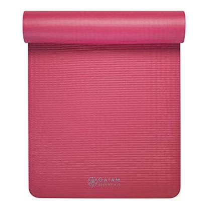 Gaiam Thick Yoga Mat Extra Cushioned NBR Foam Non-Slip Exercise Fitness Mat with Carrying Strap 72 x 24 Inch