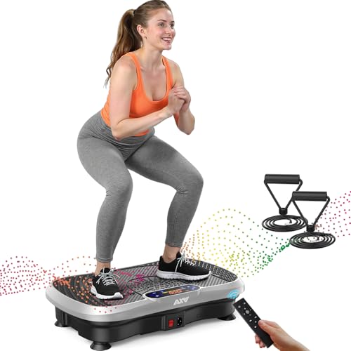 AXV Vibration Plate Exercise Machine 120 Speeds Remote Control Resistance Bands 400 lb Capacity