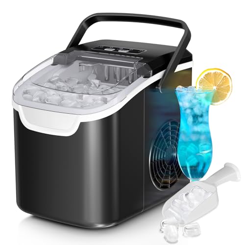 Antarctic Star Countertop Ice Maker 26 lbs/Day 6-Minute Bullet Ice Self-Cleaning Portable Black