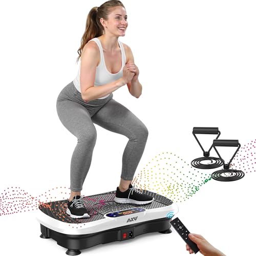AXV Vibration Plate Exercise Machine 120 Speeds Remote Control Resistance Bands 400 lb Capacity