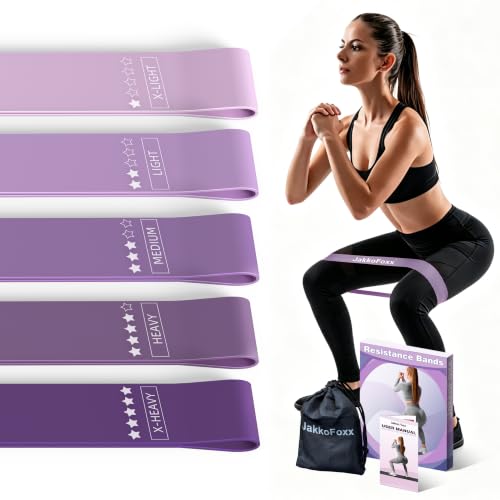 JAKKOFOXX Resistance Loop Exercise Bands Set of 5 with Carry Bag for Home Fitness Stretching Strength Training Physical Therapy