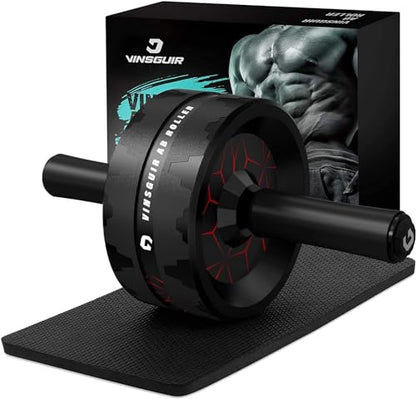 VINSGUIR Ab Roller Wheel Dual-Wide Core Strength Trainer with Knee Pad 440 lb Capacity