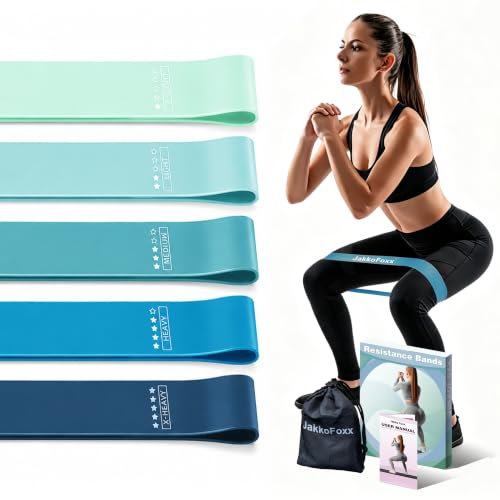 JAKKOFOXX Resistance Loop Exercise Bands Set of 5 with Carry Bag for Home Fitness Stretching Strength Training Physical Therapy