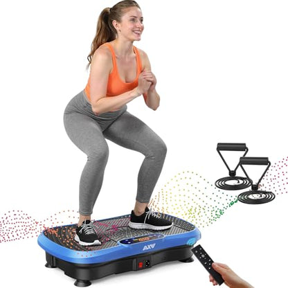 AXV Vibration Plate Exercise Machine 120 Speeds Remote Control Resistance Bands 400 lb Capacity